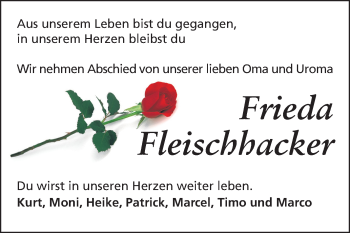 Traueranzeige von Frieda Fleischhacker von Echo-Zeitungen (Gesamtausgabe)