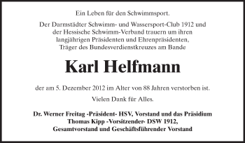 Traueranzeige von Karl Helfmann von Echo-Zeitungen (Gesamtausgabe)