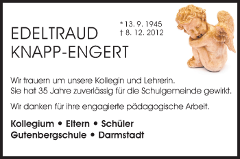 Traueranzeige von Edeltraud Knapp-Engert von Echo-Zeitungen (Gesamtausgabe)