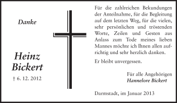 Traueranzeige von Heinz Bickert von Darmstädter Echo, Odenwälder Echo, Rüsselsheimer Echo, Groß-Gerauer-Echo, Ried Echo
