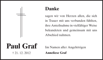 Traueranzeige von Paul Graf von Echo-Zeitungen (Gesamtausgabe)