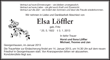 Traueranzeige von Elsa Löffler von Echo-Zeitungen (Gesamtausgabe)