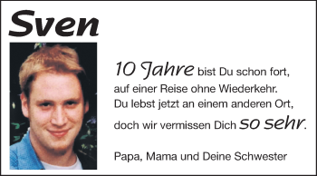 Traueranzeige von Sven  von Odenwälder Echo