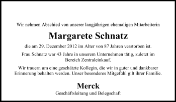 Traueranzeige von Margarete Schnatz von Echo-Zeitungen (Gesamtausgabe)