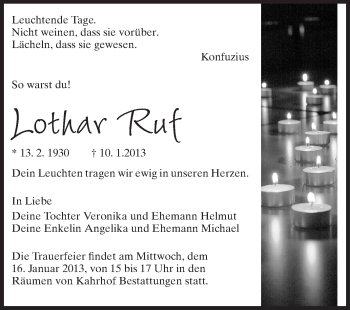 Traueranzeige von Lothar Ruf von Echo-Zeitungen (Gesamtausgabe)