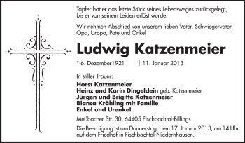 Traueranzeige von Ludwig Katzenmeier von Echo-Zeitungen (Gesamtausgabe)