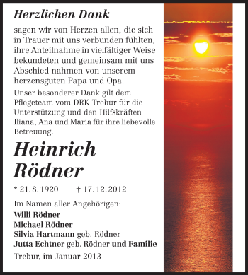 Traueranzeige von Heinrich Rödner von Rüsselsheimer Echo, Groß-Gerauer-Echo, Ried Echo