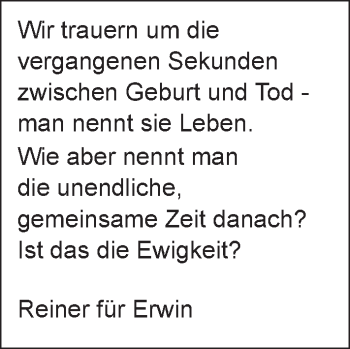 Traueranzeige von Erwin  von trauer.echo-online.de