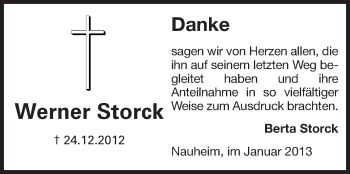 Traueranzeige von Werner Storck von Rüsselsheimer Echo, Groß-Gerauer-Echo, Ried Echo