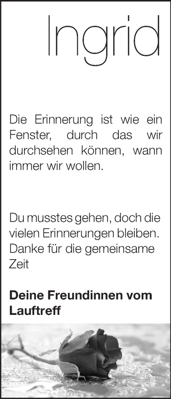 Traueranzeige von Ingrid  von Starkenburger Echo