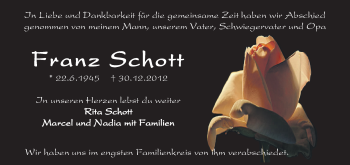 Traueranzeige von Franz Schott von Echo-Zeitungen (Gesamtausgabe)