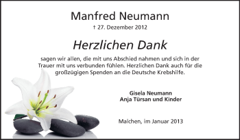 Traueranzeige von Manfred Neumann von Echo-Zeitungen (Gesamtausgabe)