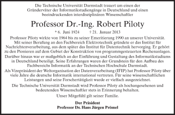 Traueranzeige von Robert Piloty von Echo-Zeitungen (Gesamtausgabe)