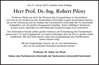 Traueranzeige von Robert Piloty von Echo-Zeitungen (Gesamtausgabe)