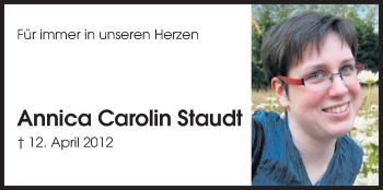 Traueranzeige von Annica Carolin Staudt von Odenwälder Echo