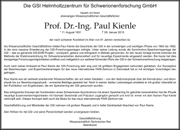 Traueranzeige von Paul Kienle von Echo-Zeitungen (Gesamtausgabe)