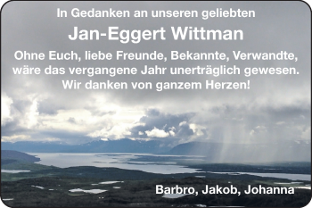 Traueranzeige von Jan-Eggert Wittmann von Echo-Zeitungen (Gesamtausgabe)