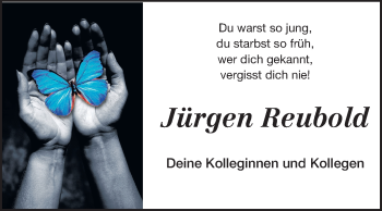 Traueranzeige von Jürgen Reubold von Darmstädter Echo, Odenwälder Echo, Rüsselsheimer Echo, Groß-Gerauer-Echo, Ried Echo