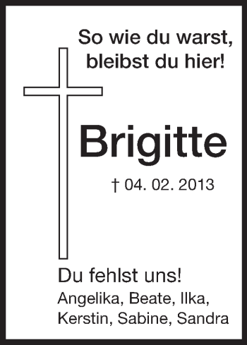 Traueranzeige von Brigitte Lohrbach von Echo-Zeitungen (Gesamtausgabe)