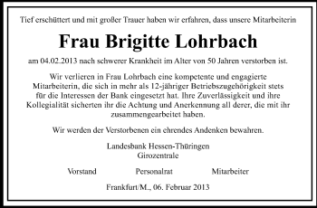Traueranzeige von Brigitte Lohrbach von Echo-Zeitungen (Gesamtausgabe)