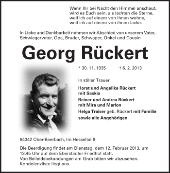 Traueranzeige von Georg Rückert von Echo-Zeitungen (Gesamtausgabe)