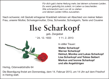 Traueranzeige von Ilse Scharkopf von Echo-Zeitungen (Gesamtausgabe)