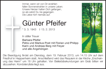 Traueranzeige von Günter Pfeifer von Starkenburger Echo