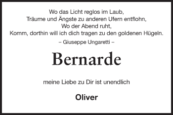 Traueranzeige von Bernarde Weber von Starkenburger Echo