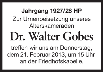 Traueranzeige von Walter Gobes von Starkenburger Echo