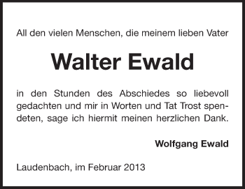 Traueranzeige von Walter Ewald von Starkenburger Echo