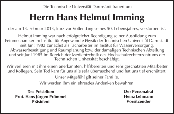Traueranzeige von Hans Helmut Imming von Echo-Zeitungen (Gesamtausgabe)