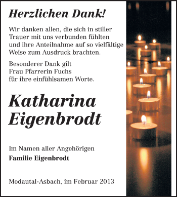 Traueranzeige von Katharina Eigenbrodt von Echo-Zeitungen (Gesamtausgabe)
