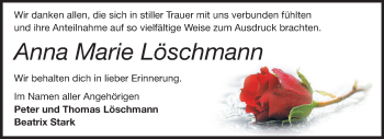 Traueranzeige von Anna Marie Löschmann von Echo-Zeitungen (Gesamtausgabe)