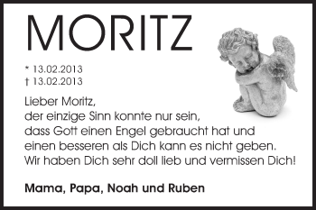 Traueranzeige von Moritz  von Echo-Zeitungen (Gesamtausgabe)