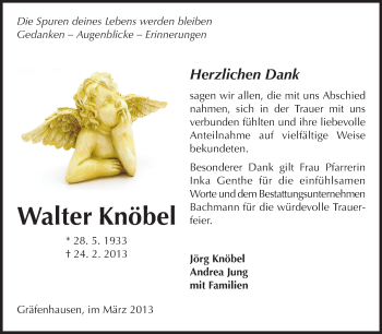 Traueranzeige von Walter Knöbel von Echo-Zeitungen (Gesamtausgabe)