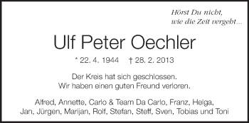 Traueranzeige von Ulf Peter Oechler von Darmstädter Echo, Odenwälder Echo, Rüsselsheimer Echo, Groß-Gerauer-Echo, Ried Echo