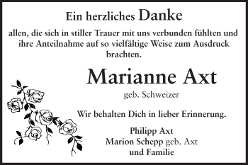 Traueranzeige von Marianne Axt von Echo-Zeitungen (Gesamtausgabe)