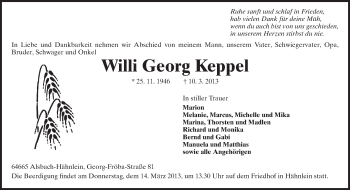 Traueranzeige von Willi Georg Keppel von Echo-Zeitungen (Gesamtausgabe)