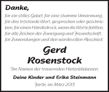 Traueranzeige von Gerd Rosenstock von Starkenburger Echo