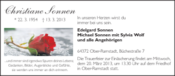 Traueranzeige von Christiane Sonnen von Echo-Zeitungen (Gesamtausgabe)