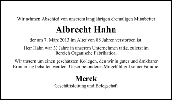 Traueranzeige von Albrecht Hahn von Echo-Zeitungen (Gesamtausgabe)
