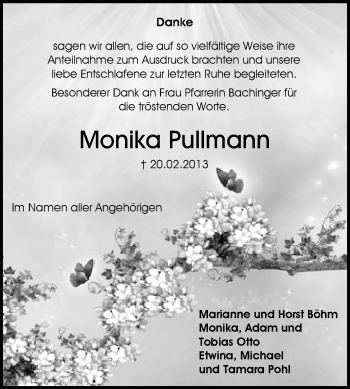 Traueranzeige von Monika Pullmann von Echo-Zeitungen (Gesamtausgabe)