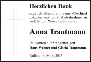Traueranzeige von Anna Trautmann von Odenwälder Echo