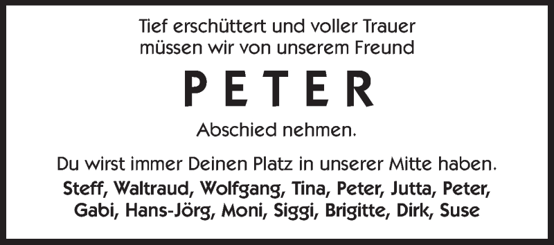  Traueranzeige für Peter  vom 23.03.2013 aus Echo-Zeitungen (Gesamtausgabe)