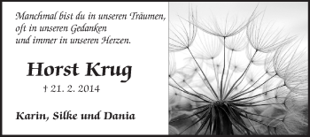 Traueranzeige von Horst Krug von Echo-Zeitungen (Gesamtausgabe)