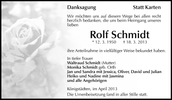 Traueranzeige von Rolf Schmidt von Rüsselsheimer Echo, Groß-Gerauer-Echo, Ried Echo