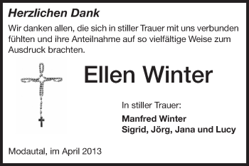 Traueranzeige von Ellen Winter von Darmstädter Echo, Odenwälder Echo, Rüsselsheimer Echo, Groß-Gerauer-Echo, Ried Echo