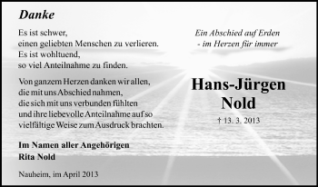 Traueranzeige von Hans-Jürgen Nold von Rüsselsheimer Echo, Groß-Gerauer-Echo, Ried Echo