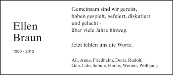 Traueranzeige von Eleonore Braun von Echo-Zeitungen (Gesamtausgabe)