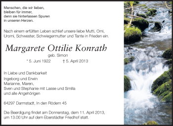 Traueranzeige von Margarete Ottilie Konrath von Echo-Zeitungen (Gesamtausgabe)